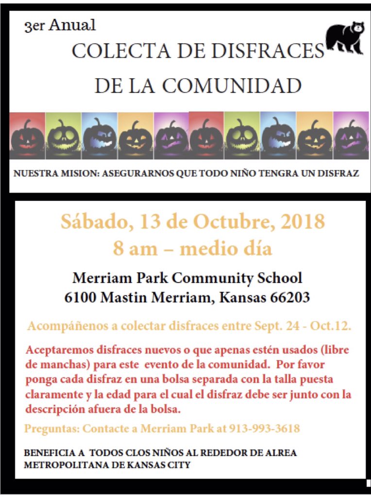 Dustin Springer (@drspringer12301) on Twitter photo Every child deserves a costume!Please stop by Merriam Park on Saturday from 8-noon and pick out a free costume. We are still collecting new and gently used costumes as well thru Friday night. Please 1 costume/child in attendance. OPEN TO THE KC METRO🎃 <a href="/theSMSD/">SM School District</a> <a href="/_MerriamPark/">Amy Simeonov</a> Every child deserves a costume!Please stop by Merriam Park on Saturday from 8-noon and pick out a free costume. We are still collecting new and gently used costumes as well thru Friday night. Please 1 costume/child in attendance. OPEN TO THE KC METRO🎃 <a href="/theSMSD/">SM School District</a> <a href="/_MerriamPark/">Amy Simeonov</a>