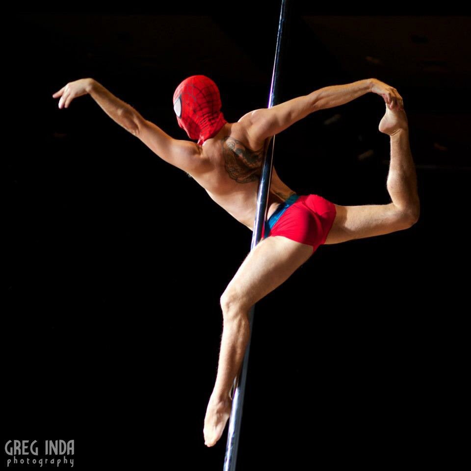 GlitterGuild's tweet photo. Ricky Phoenix showed us Spider-Man has more moves than just web slinging at our 2012 #GenCon revue. Photo by @greginda
.
#theglitterguild #nerdburlesque #burlesque #glitterguild #glitterguildburlesque #genconburlesque #nerdlesque #poledancing #poledancer #spiderman #rickyphoenix https://t.co/KwUDJLstfR