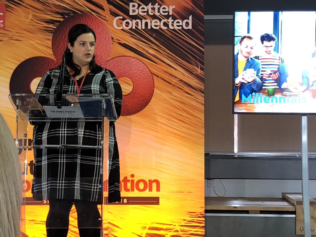 Amy Holmes. There’s still a place for your foundation channels. Use tech to enhance- not replace. Your audience is changing- keep up with them. #betterconnected18 #InternalComms