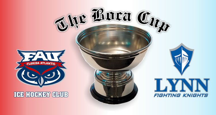 FAU_Hockey's tweet photo. Is it Friday yet?  Come on out and cheer us on tomorrow night at the Panthers Ice Den @ 8:30 pm for game 1 of The Boca Cup!   FAU and Lynn students admitted FREE! @PanthersIceDen @LynnClubHockey  #HockeyInParadise https://t.co/TZS1DcWJEa
