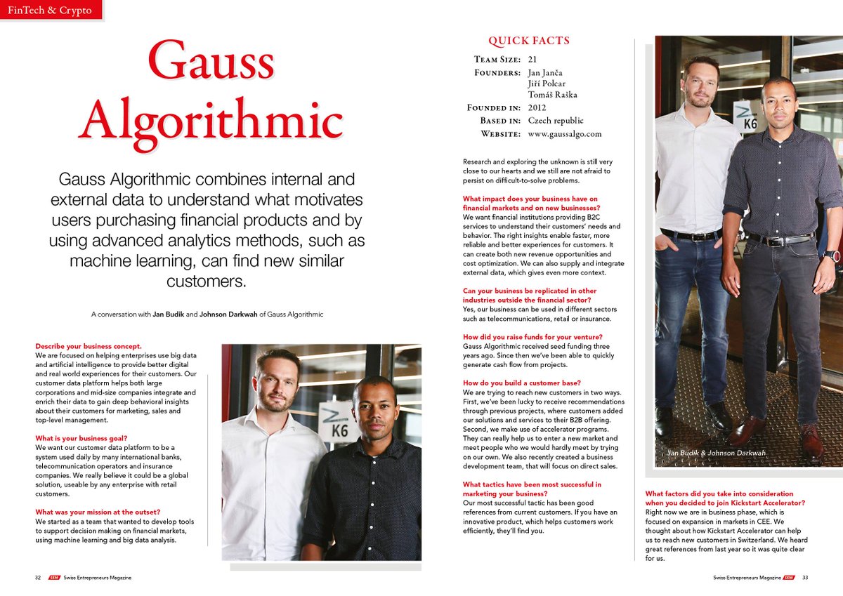 Jan Budík and <a href="/darkwahj/">Johnson Darkwah 🇺🇦</a> star in an interview for Swiss Entrepreneurs Magazine (<a href="/swissentmagazin/">swissentmagazine</a>). Read more about our business and advanced analytics methods. Thumbs up, guys! <a href="/ks_accelerator/">❀ Jesse Ayers ❀</a>