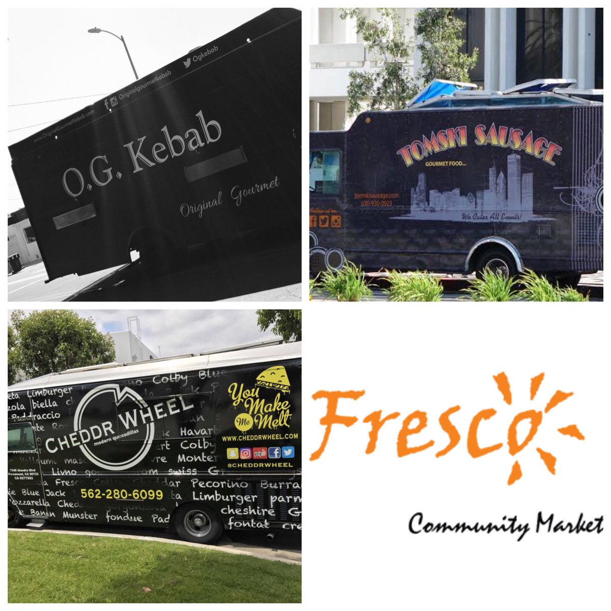 #tgit #foodtruck <a href="/FrescoCommunity/">Fresco Community Mkt</a> with
<a href="/Ogkebab/">O.G Kebab Truck</a> 
<a href="/cheddrWheel/">cheddr wheel</a> 
<a href="/SausageTomski/">Tomski Sausage</a> 
5-9pm

#LA #notcookingtonight