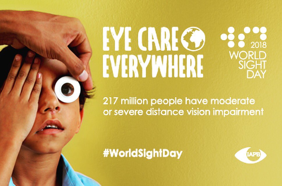 Today is WORLD SIGHT DAY! 217 million people have moderate or severe distance vision impairment. Post a picture of you in your glasses/getting an exam or anything eye health related! Tag #eyecareeverywhere. Don’t forget to tag us as well!#worldsightday2018
#iapb #eyecarematters