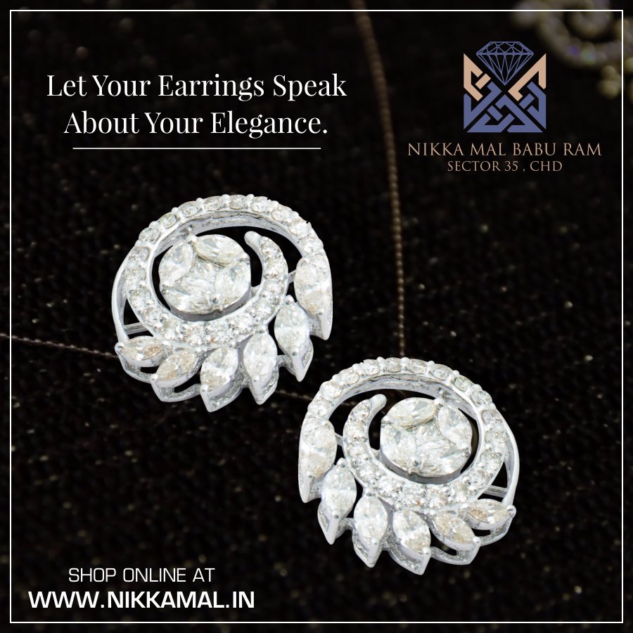 Let your earrings speak about your Elegance. 
Shop online at nikkamal.in

#NikkaMalBabuRamJewellers #JewellersInChandigarh #BestJewellersInChandigarh #DiamondStuds #ShopEngagementRingsOnline #BuyDiamondJewellery