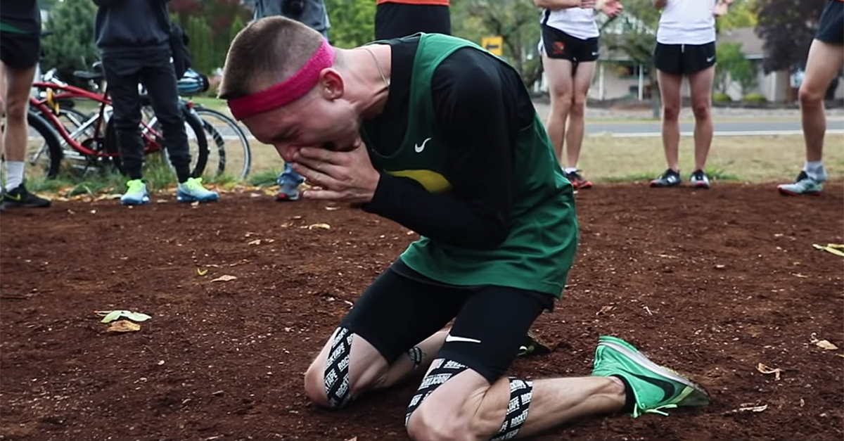SInow's tweet photo. Justin Gallegos, a runner at Oregon with cerebral palsy, thought he was just finishing another cross country race 

Little did he know Nike was waiting at the finish line to offer him a pro contract https://t.co/A0Zw9O4wbm https://t.co/rUowM06ua5