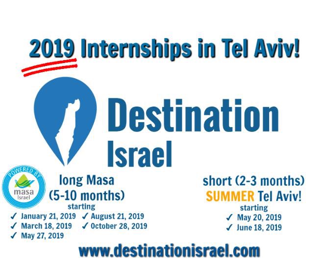 Get out your calendar, it’s time to plan your future! 2019 #internships in #TelAviv with #DestinationIsrael <a href="/MasaIsrael/">Masa Israel Journey</a> #israel