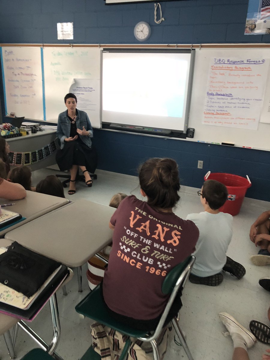 TStewartBMS's tweet photo. We loved having @dfitzberg in with us to learn about DBQ writing! Thank you Mrs. Berg! #MTPSPride #DolphinPride https://t.co/ltZS27XKbg