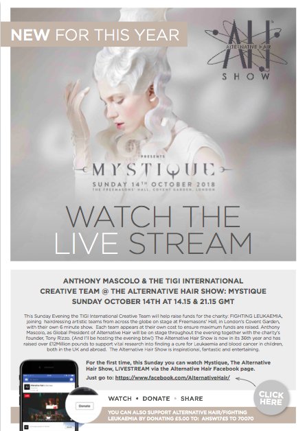 Watch the Alternative Hair Show LIVE this Sunday  facebook.com/AlternativeHai…