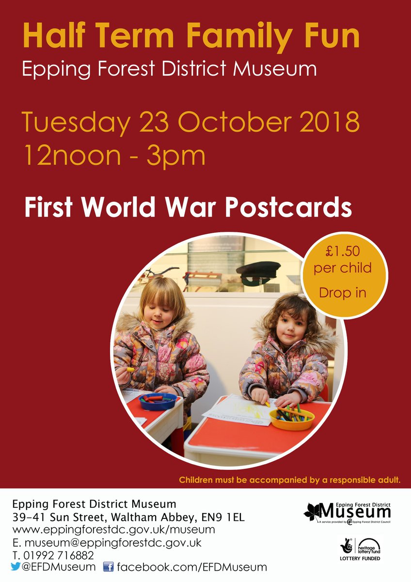 Inspired by our current exhibition - come and make First World War postcards this October half term on Tues 23 Oct. Drop in 12noon-3pm and have a go, just £1.50!