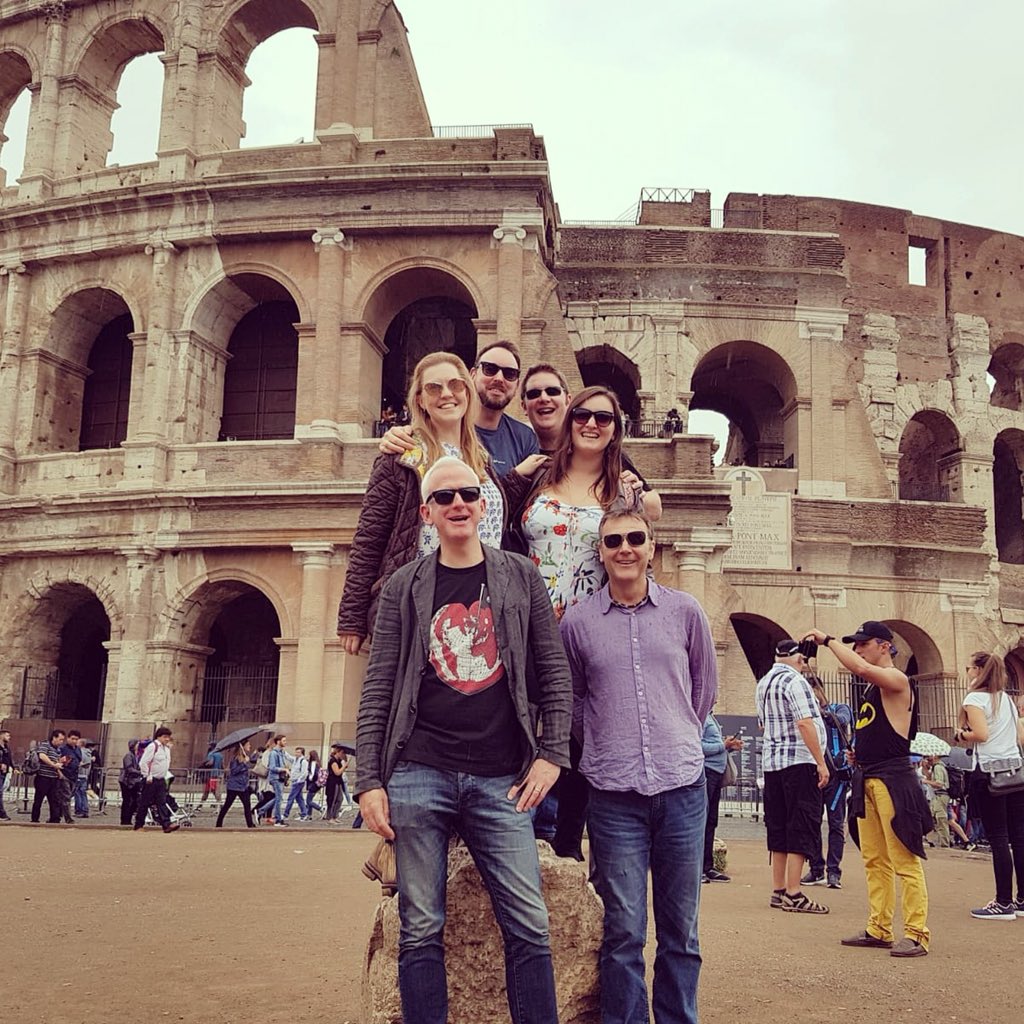 Band photo at the #colosseum #wheninrome #ontour #lawrocks #IBARome