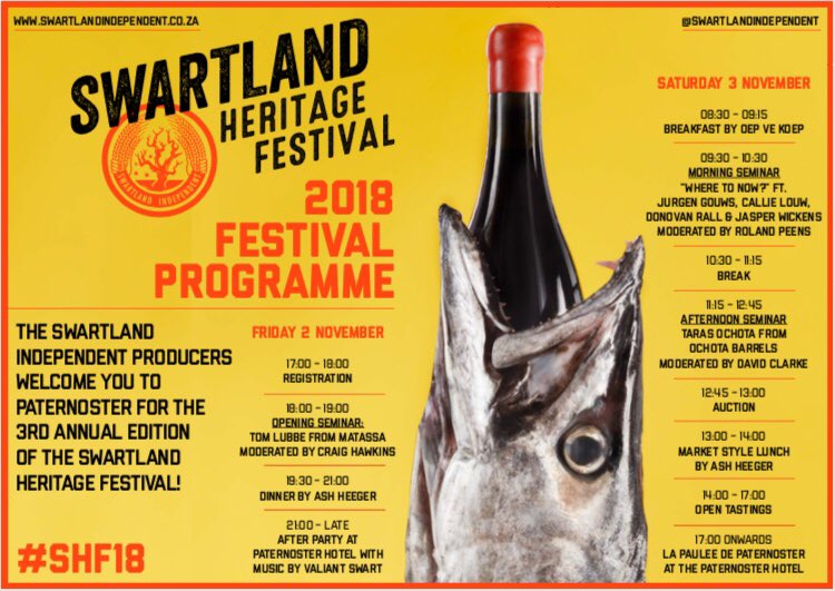 The full program for this year’s Heritage Festival #swartlandindependentproducers