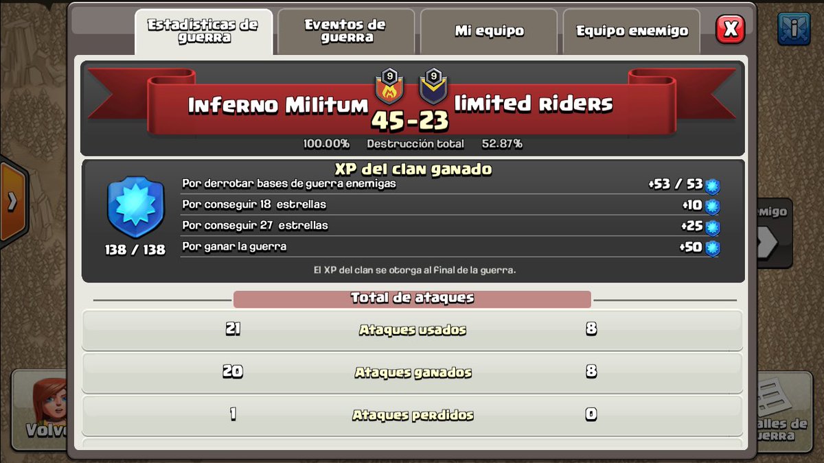 InfernoMilitum's tweet photo. Otra guerra ganada ... seguimos 💪🏼💪🏼#perfectwar #ClashofClans #COC #BestClanEver https://t.co/UCrS7WONcE