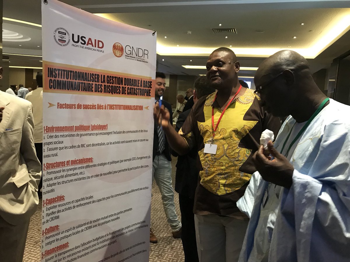aissatou_diouf's tweet photo. Keys factors ingredients to sustain and institutionalized community Based Disaster Risk Management ( CBDRM) @globalnetworkdr #sideevent #AFAR2018 @endaenergylinks @endaenergylinks @EmmanuelSobel @KossiviAdessou https://t.co/sCwnhN5Cgb