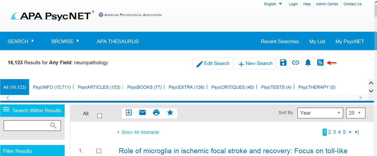 APA_Databases's tweet image. Click on the RSS icon at the top of the #APA #PsycNET Search Results screen to subscribe to a feed for any search!