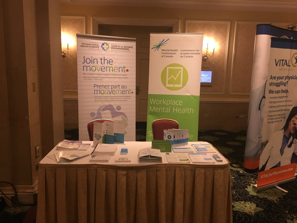 LC_Mullaly's tweet photo. Visit the @MHCC_ booth to learn about Canada’s work to support #workplaceMH in healthcare! #ICPH2018 @AmerMedicalAssn @CMA_Docs @TheBMA https://t.co/aX1Hg8vW9i