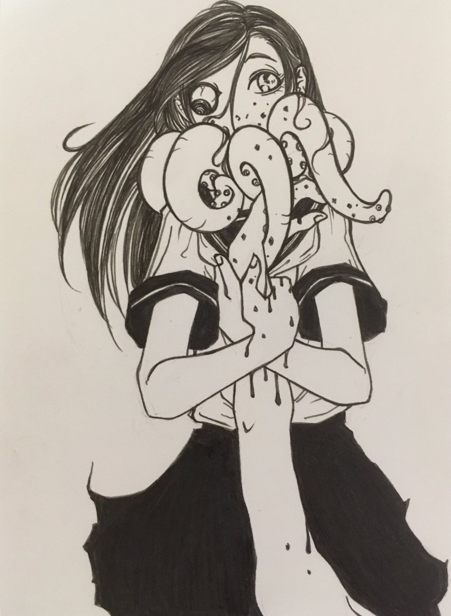 9ball A Twitter 一緒に居れないなら取り込みたい 線汚いしバランス悪いし 3rtでグロいイラストを描く見た絵描きさん絶対にやる 本当はここに 30分お絵かき が入るはずが大幅オーバーです 早描き無理です