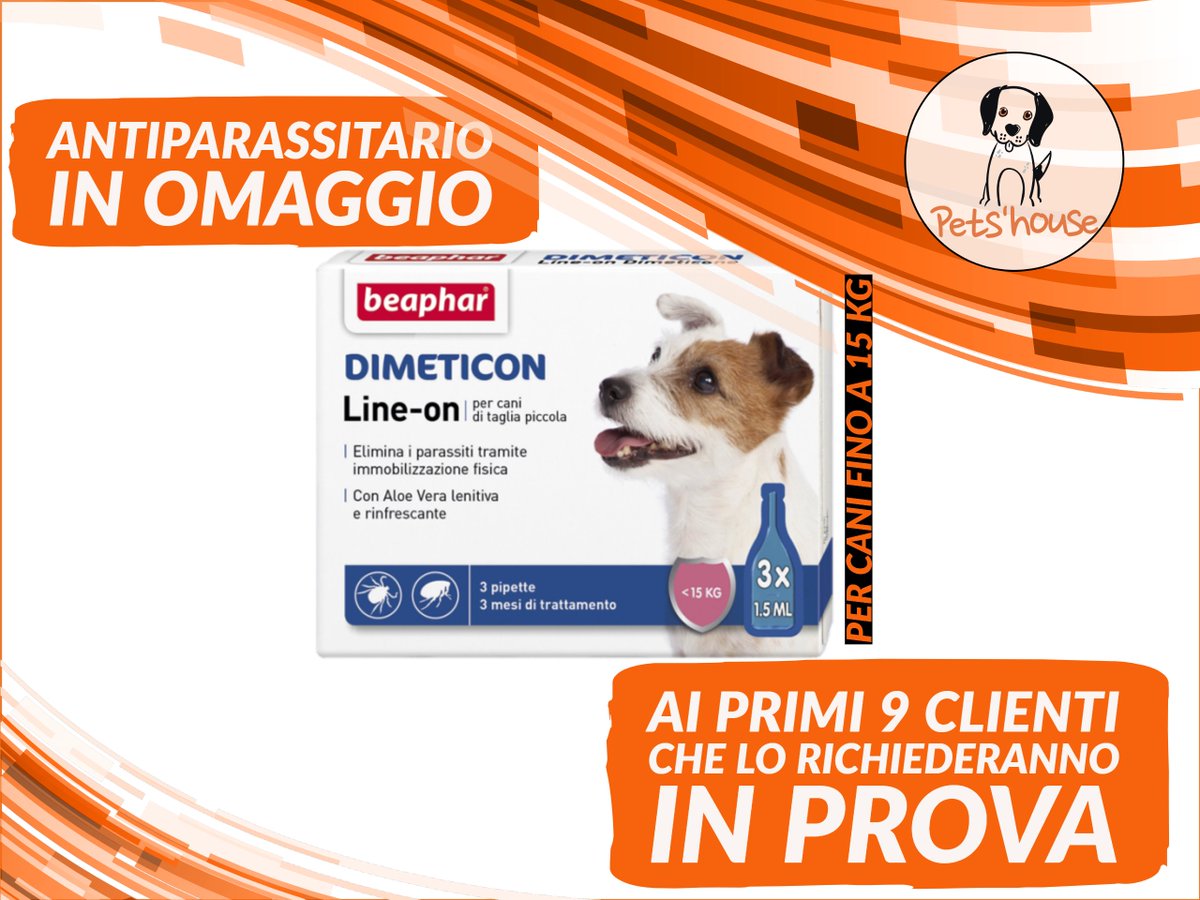 PetsHouseOr's tweet photo. Gratis 3 fiale ai primi 9 clienti (cani fino a 15 kg) che vogliono provare il dimeticone!!!
#petshouse #petshousecard #petshouseor #oristano #antiparasitario #antiparasitari #gratis #omaggi #omaggio #zecche #zecca #pulci #pappataci #mosche #zanzare #pidocchi #insetti #tarme https://t.co/Op89zkDwp2
