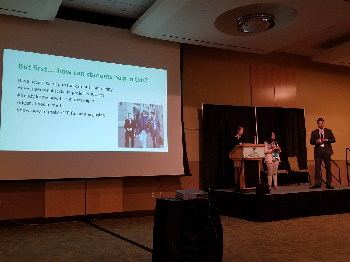 OpenStax's tweet image. Our student blogger Kharl @signedkmrey is speaking on a panel about student advocacy and administering campus surveys at #OpenEd18! #ForStudentsForever
