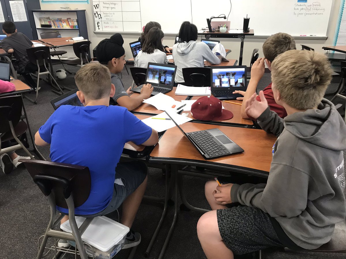 Kito019's tweet photo. 7th grade Students collaborating to define math vocabulary with @quizlet live! #middleschoolmath #quizletlive #PLESD https://t.co/hBnVmvgPDU