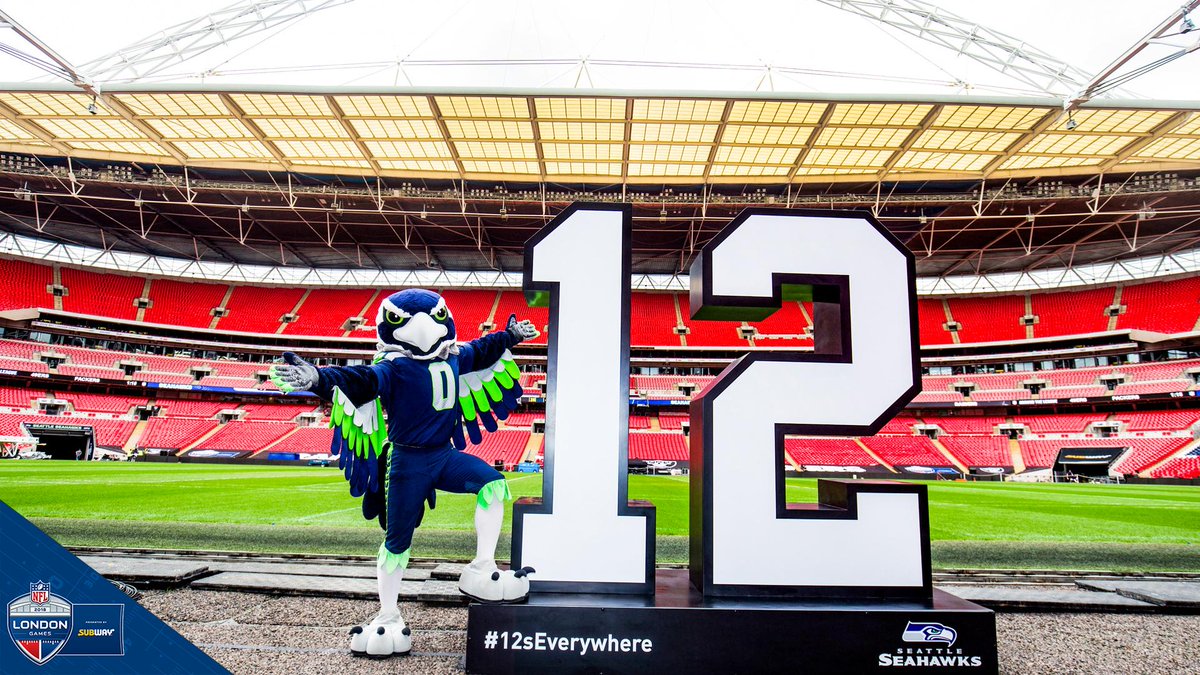 NFLUKIRE's tweet photo. #12sEverywhere 

@BlitzTheSeahawk leading the charge at @wembleystadium 😂🏟

(via @Seahawks 📸 ) https://t.co/1F76ZTLqZ7