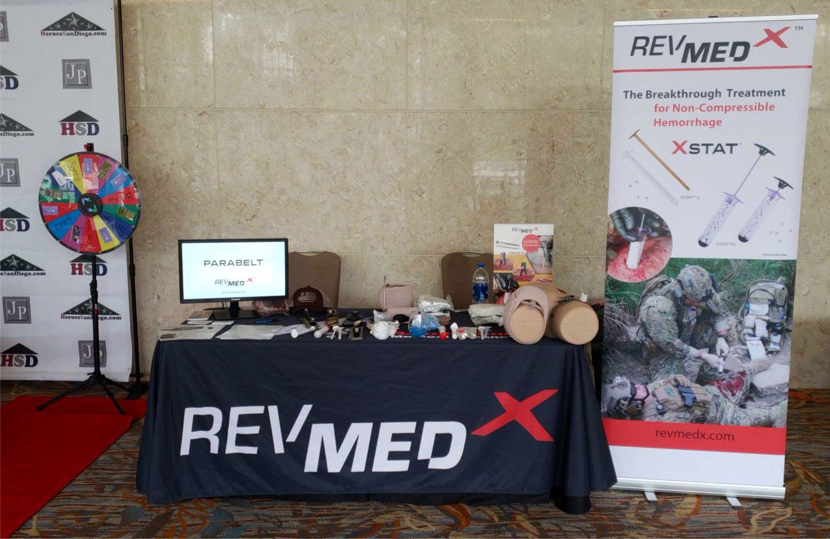 RevMedx's tweet photo. We're at @CleverTalks in San Diego, come visit our booth to see our life-saving products and learn how they are providing a positive impact in the military today. #xstat #lifesaving #technology #xgauze #pressurestopsbleeding #usarmy #medics #revolutionary #xgauze #airwrap https://t.co/90tEPf1KKP