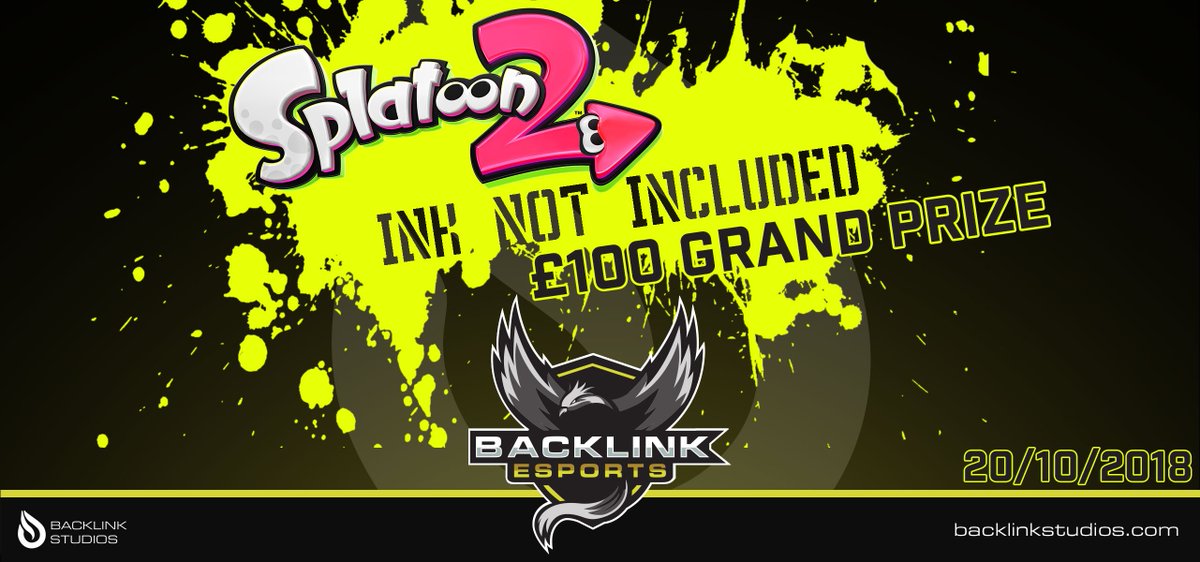 Backlink_Gaming's tweet photo. Backlink is hosting a Splatoon 2 tournament on the 20th of October, with a £100 prize for the winning team! You can join up here:
https://t.co/Y082ucUPDT

All necessary information will be on Twitter over the coming days, but for now, sign up!

#Splatoon2 #NintendoSwitch #eSports https://t.co/GvAQSDCrpX
