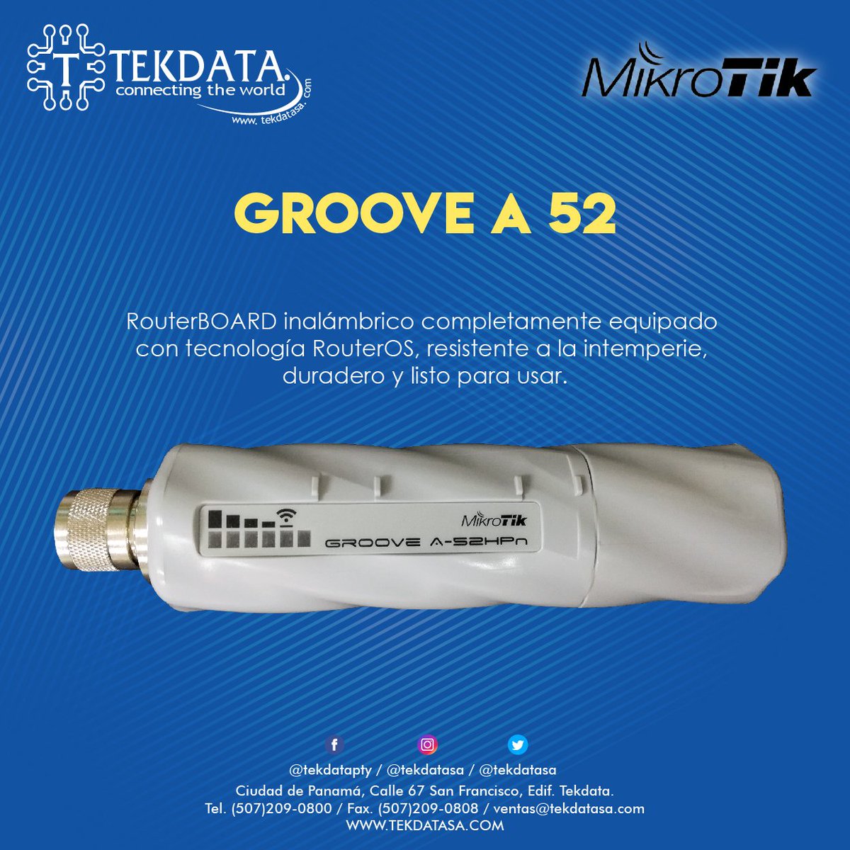 Tekdatasa's tweet photo. Visítanos y conoce más productos de #Mikrotik ‼️
📲209-0800
📩ventas@tekdatasa.com https://t.co/kpW39ARsBu