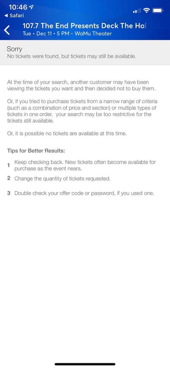 gghali's tweet photo. @1077TheEnd Any idea why Presale doesn't seem to be working on either https://t.co/WQFZVthJF0 or the @Ticketmaster mobile application? https://t.co/EEeowzQw0t