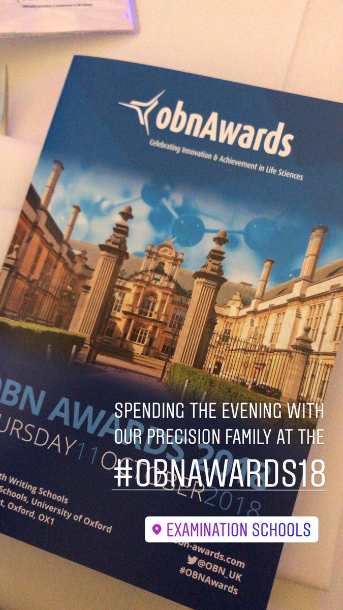 Spending the evening with the #precisionforoncology team at the <a href="/OBN_UK/">OBN_UK</a> awards - thank you for having us! #obnawards