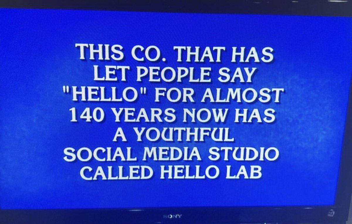 When your team’s work manifests in a <a href="/jeopardy/">Jeopardy!</a> question! Pop culture at its best. <a href="/att/">AT&T</a> <a href="/fullscreen/">Yolanda Sanders</a> <a href="/atthellolab/">AT&T Hello Lab</a>