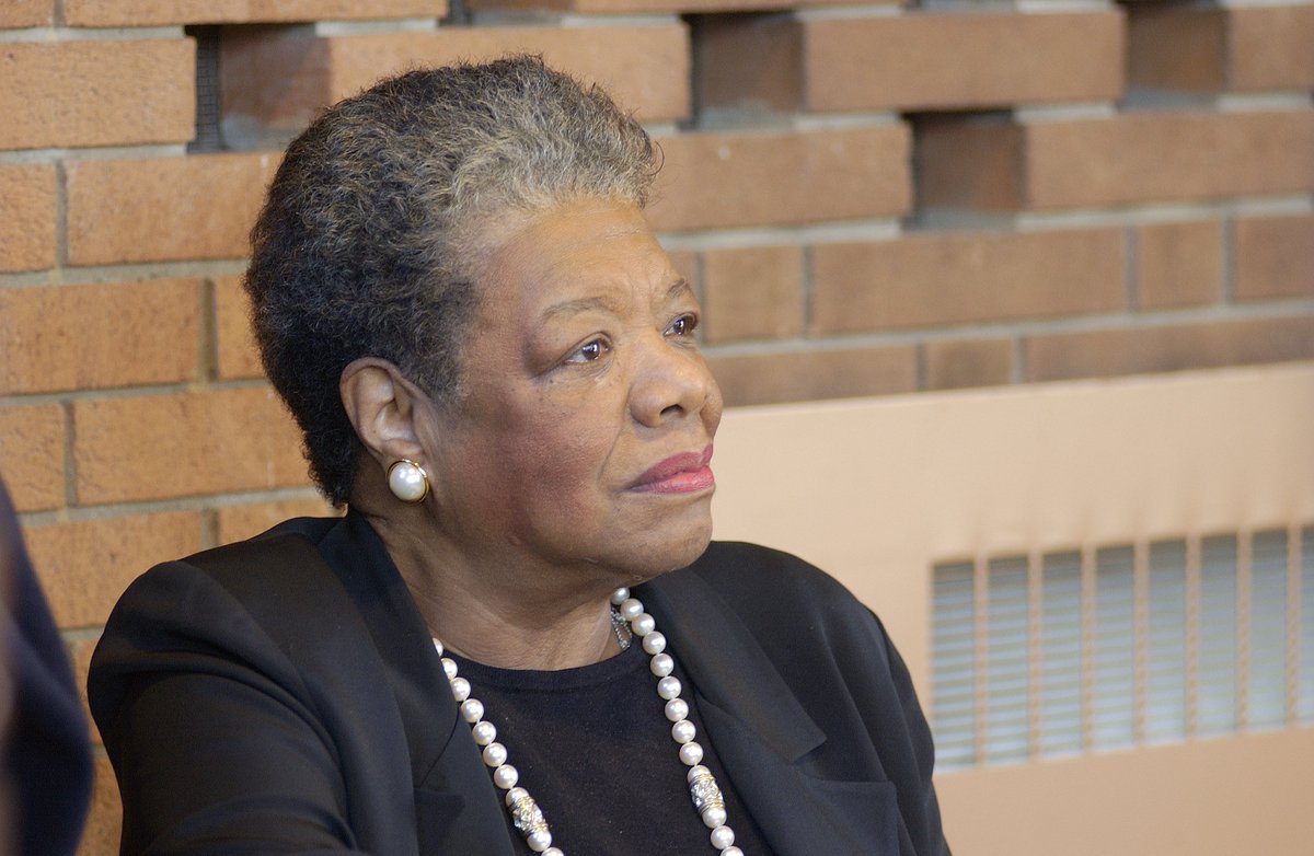 ValpoU's tweet photo. "My mission in life is not merely to survive, but to thrive; and to do so with some passion, some compassion, some humor, and some style."

#TBT to October 2002 when we were honored to have the late Maya Angelou speak on campus. #GoValpo https://t.co/30zCUzXQko