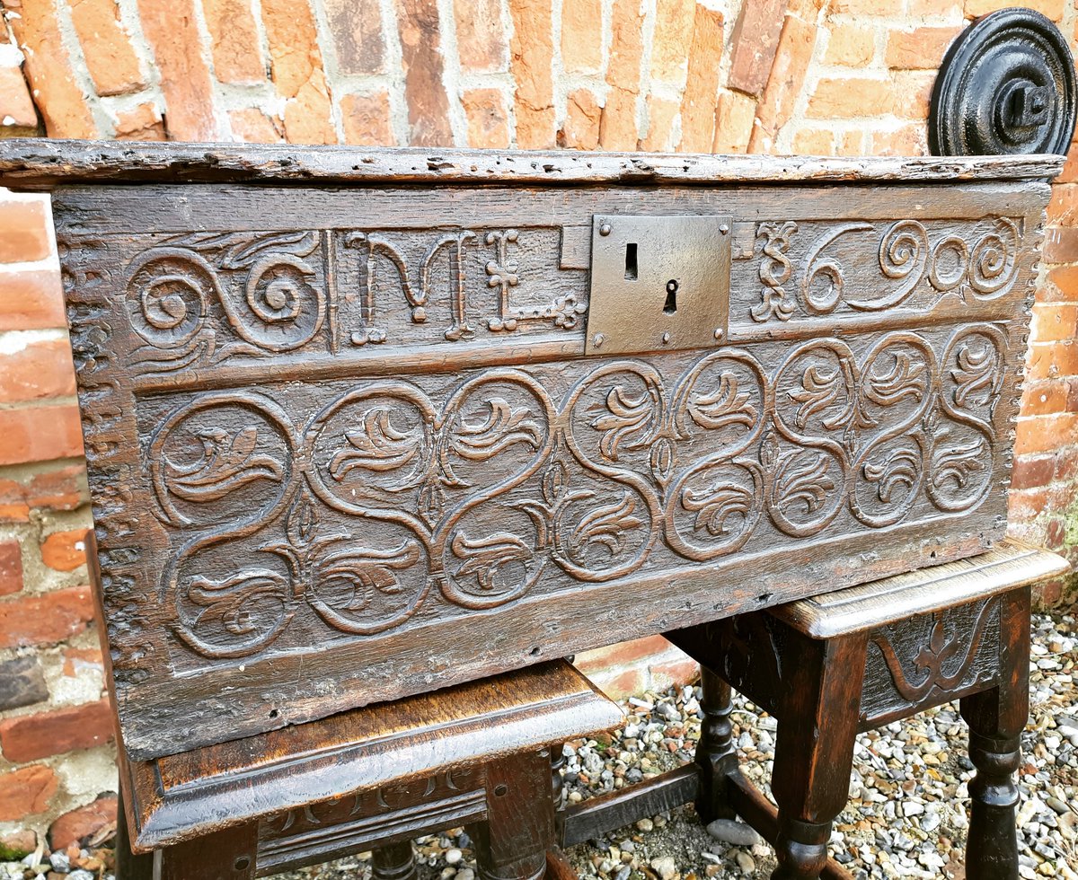 HoltAntiquesLtd's tweet photo. Late #17thCentury english antique oak boarded box or #biblebox. ONE OF SIX NOW LISTED ON THE @holtantiquesltd website for sale! https://t.co/CJ6Qr4LY4y
