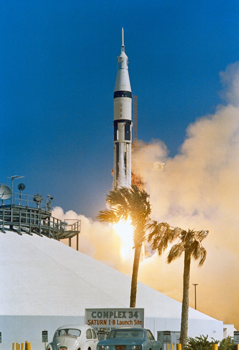 NASAJohnson's tweet photo. 50 years ago today, the Apollo 7 mission blasted into orbit! The success of this first manned Apollo flight was critical for future lunar exploration. Astronaut Wally Schirra enjoyed the ascent, reporting "She is riding like a dream." #Apollo50 https://t.co/AlDm5pglT1 https://t.co/SWKxCZqNEp