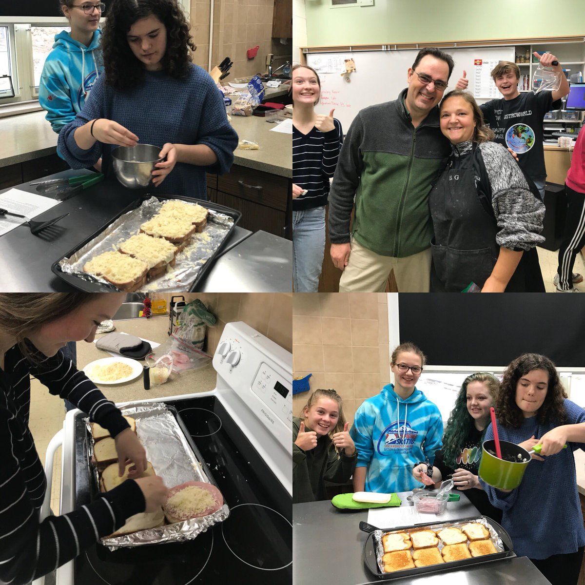 cguiard's tweet photo. When Pastry Arts students and French 4 students work together, this is what you get! Et voilà. Merci Mrs. Gallivan for the invite. #LvilleFrench #D128DARING #d128UnionStrong #croquemonsieur #Collaboration #doers #healthy #nimble #delicious https://t.co/FnM7G32qZA