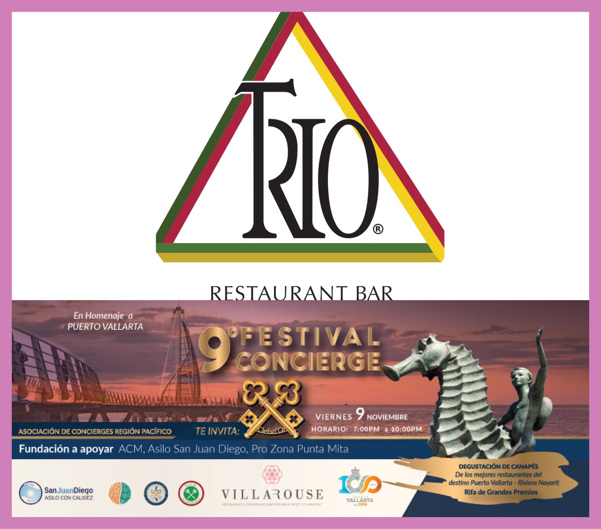 ACM_RP's tweet photo. Listos para probar las delicias que nos tiene el Restaurante TRIO en este 9no Festival Concierge Trio Mediterranean #FestivalConcierge #FC2018 #ACMRP #YourKeytoEverything #YourKeytoMexico #HomenajeaVallarta #AsiloSanJuanDiego #PuertoVallartaRivieraNayarit https://t.co/xDV4BLvULS
