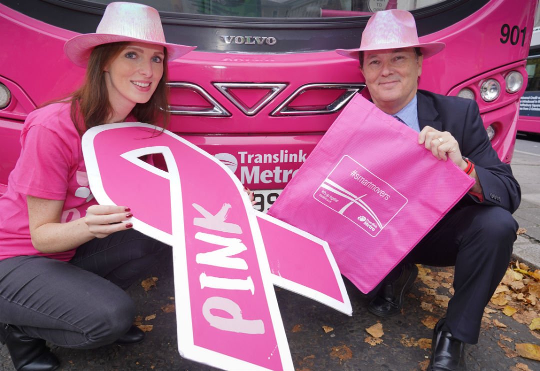 Translink_NI's tweet photo. We're teaming up with our Charity partner @CancerFocusNI and want to see you all wearing PINK tomorrow! #PinkPassenger #WearPink #BreastCancerAwarenessMonth ^JC https://t.co/szsU0Myg3Y