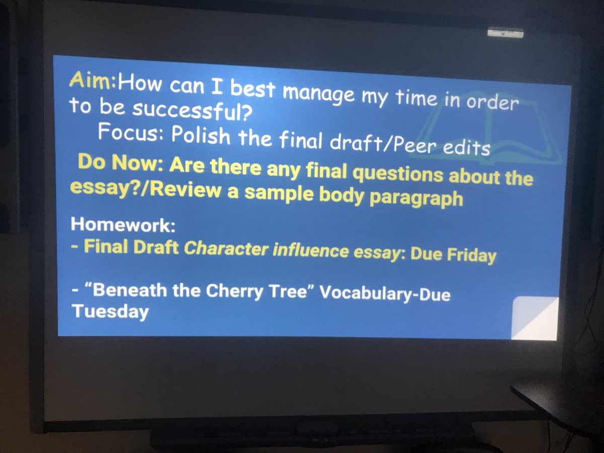 MrKramme's tweet photo. Student choice provides an opportunity to understand time management, balance and level of importance. Can’t wait to read our first essays of the year! #characterinfluence  #independentnovels @lbeachms https://t.co/zIfr3FlTLe