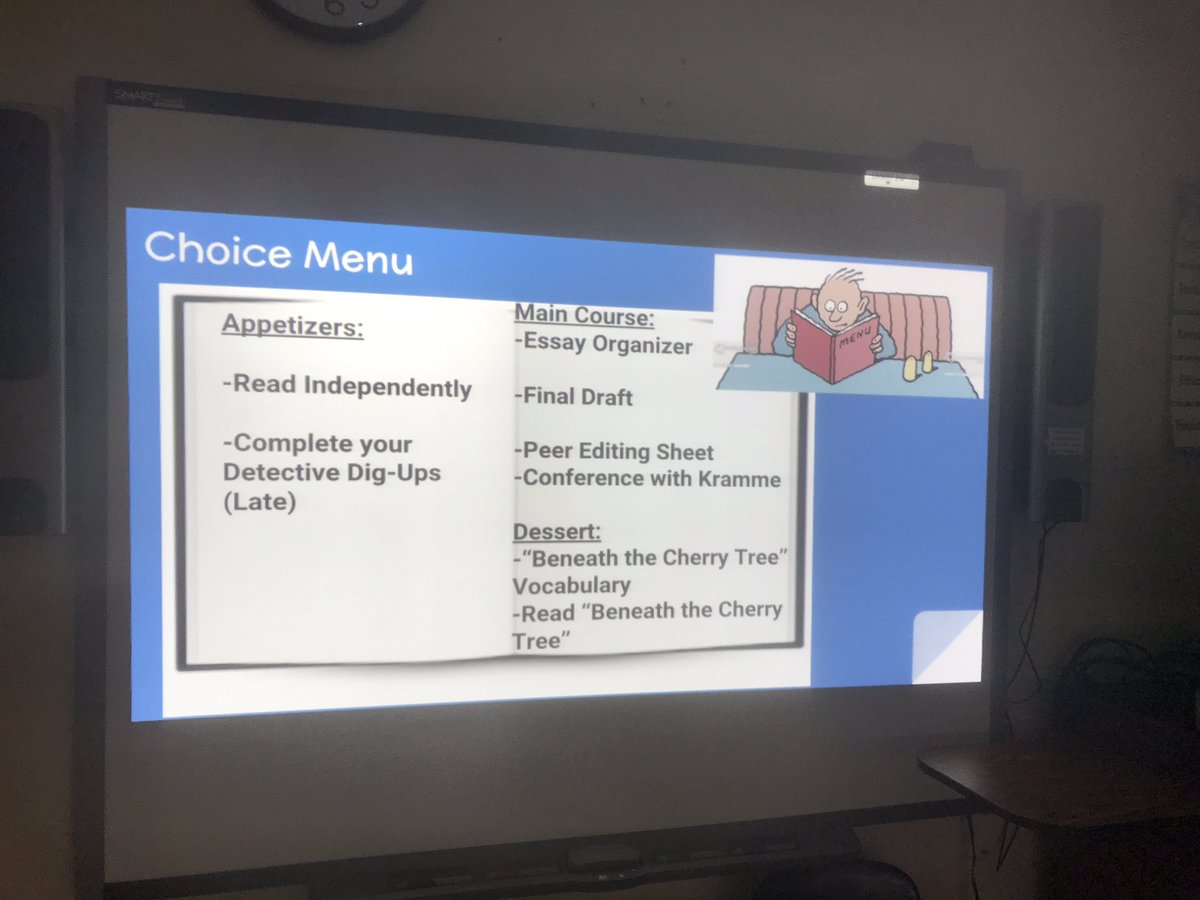 MrKramme's tweet photo. Student choice provides an opportunity to understand time management, balance and level of importance. Can’t wait to read our first essays of the year! #characterinfluence  #independentnovels @lbeachms https://t.co/zIfr3FlTLe