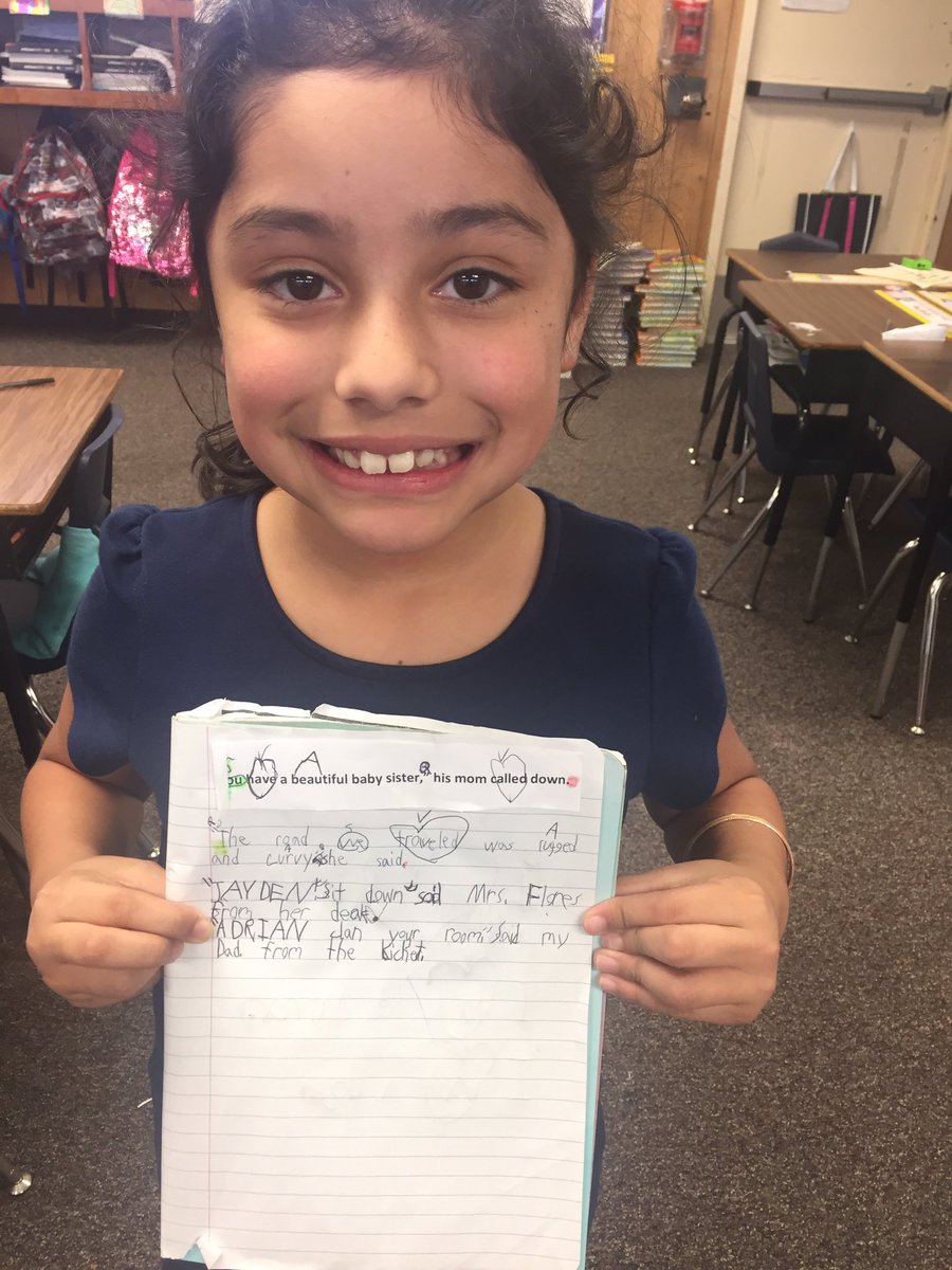 msflores76's tweet photo. @NISDValleyHi @valleyhilibrary Our best #rockinrobin tweet! Working with mentor sentences and making our own! Her sentence,”ADRIAN clean your room!” said Dad from the kitchen. #GoPublic 
#secondgrade 
#iTeach 
#NISDInspired 
#VHEInspired 
#ThisIsNorthside 
#ThisIsValleyHi https://t.co/PCch0kuaYY