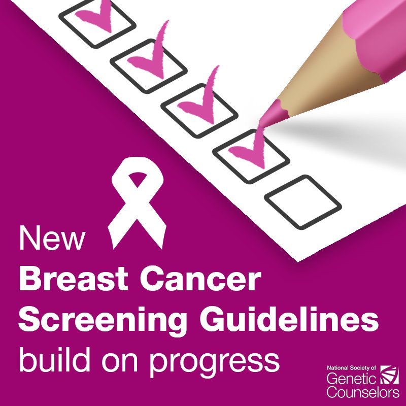 GeneticCouns's tweet photo. #Breastcancer screening guidelines were updated to help physicians and patients determine the best treatment plan for each individual. Learn more from NSGC’s Cancer Expert @JoyLarsenHaidle this #BreastCancerAwarenessMonth: https://t.co/oxlnQjvV5n #GCchat https://t.co/ND0N5hvLA6