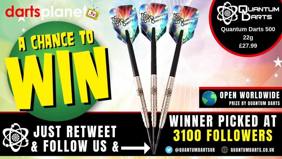 Darts Planet TV Group LTD on Twitter: "#WIN These 22g Quantum Darts Steel tip Worth £27.99+Courtesy Of Darts To Enter #Giveaway Just Retweet &amp; Follow Us @QuantumDartsUK ,