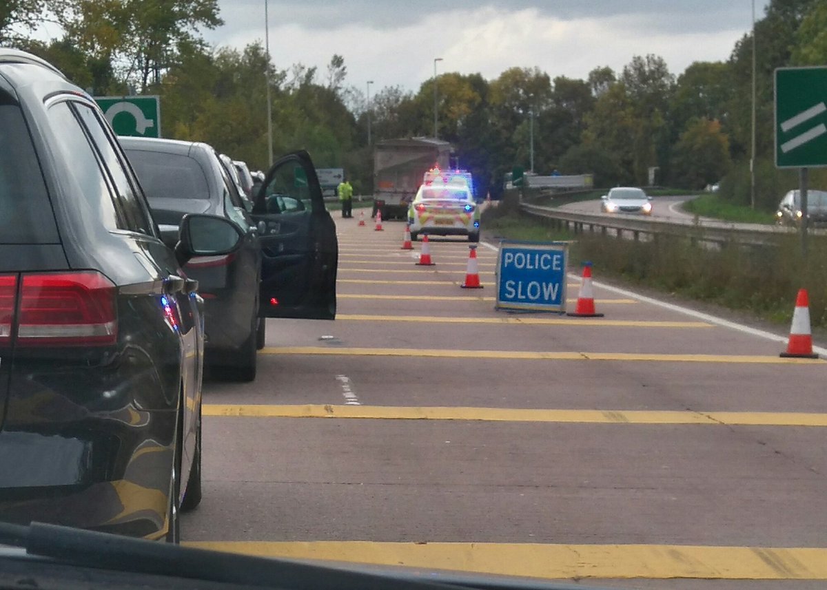 Skimead's tweet photo. #A50 misery.  Broken down lorry. Sat here engine off for ages, nothing to do. Think I may need a wee soon! https://t.co/U38RRvOKkn