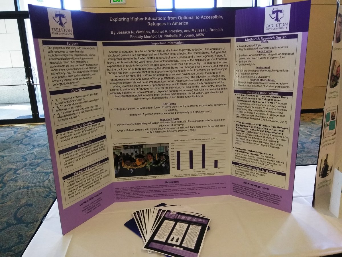 Set up and prepared to represent @tarletonstate at @NASWTX conference 2018. #socialworkstudents #BSW #TarletonSOCW @DrNJonesTSU @realsocialwork