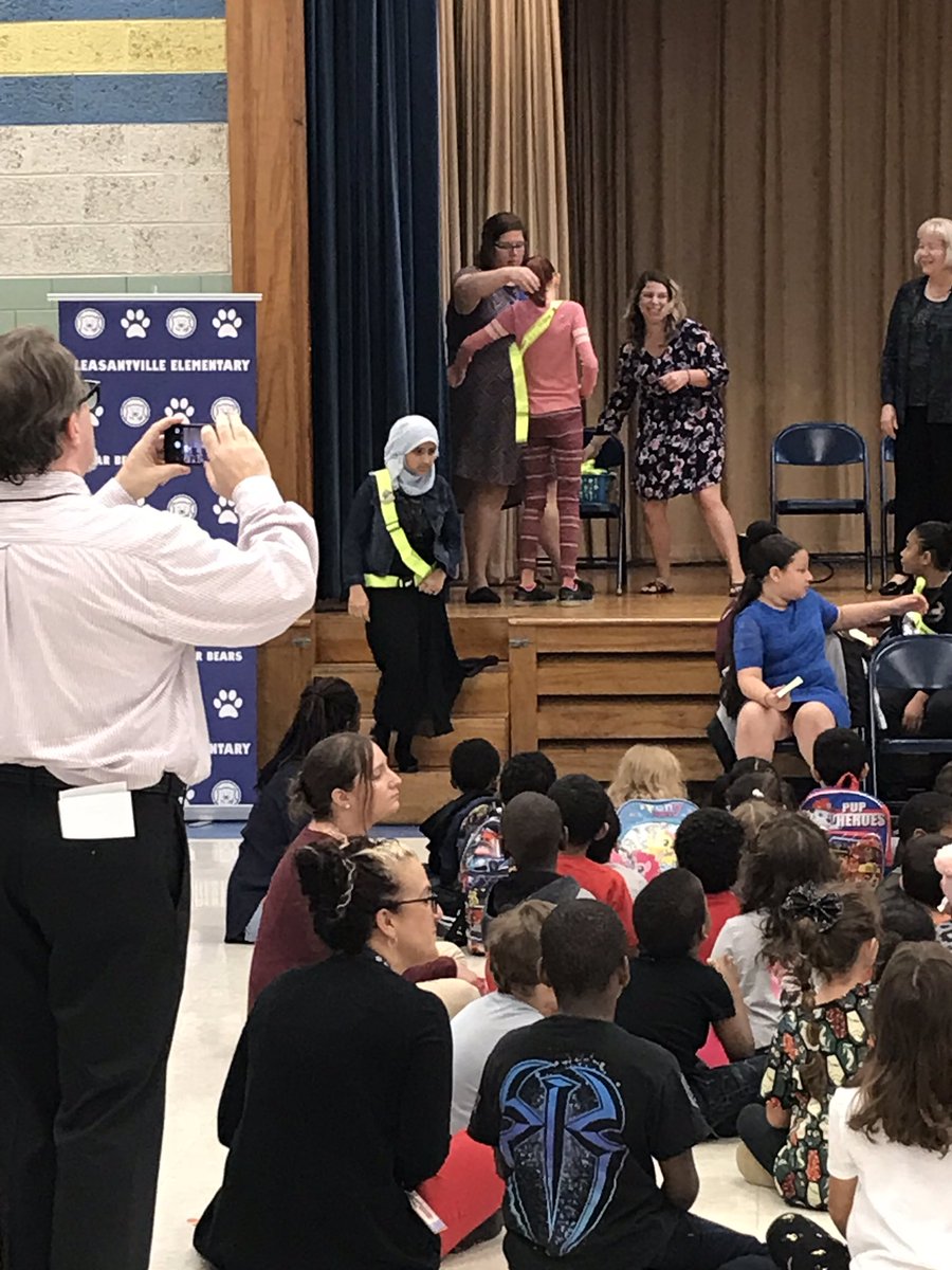 We had 4 students from room 9 get sworn in as Safety Patrol Officers this morning! So proud! #powerofwecsd <a href="/PLVBears/">Pleasantville Elementary</a>