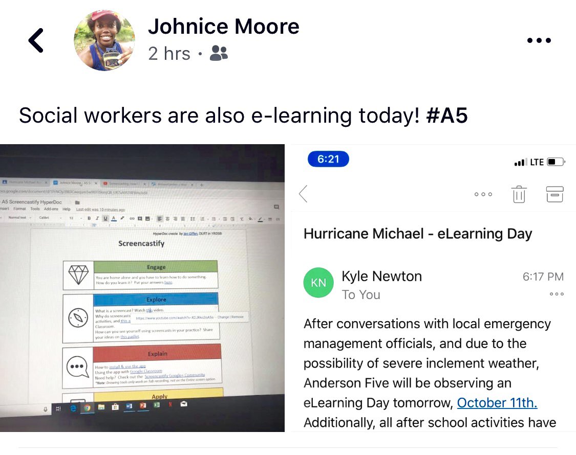 DrTHamm's tweet image. Our Social Workers in @AndersonFive are incredible!  Thank you Johnice Moore for letting me share!  #a5elearning