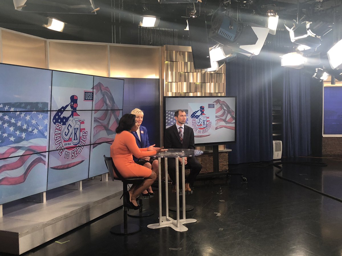 We’re behind the scenes today at <a href="/FOX19/">FOX19 NOW</a> to promote the @TheNewportLevee &amp; the @the_USO Salute to Service 5k run on October 20th. Benefitting local families of our military service men &amp; women. You can sign up here: runsignup.com/Race/KY/Newpor…  — thanks Fox 19 for having us!