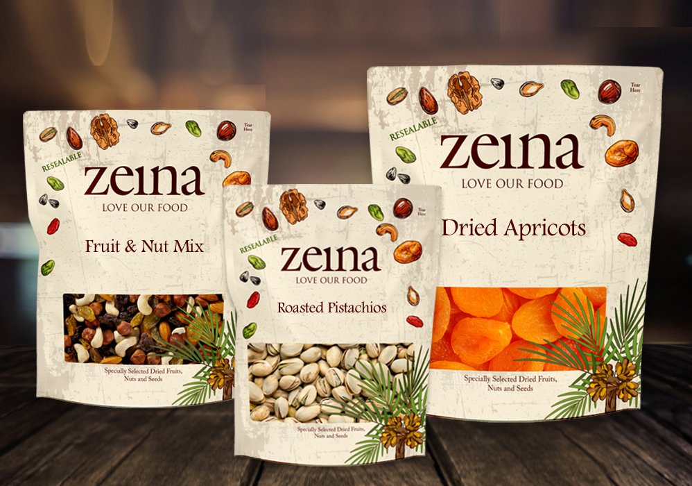Introducing the #packaging #design range we have created for Zeina Foods, with an identity celebrating the diverse variety of dried fruits, nuts &amp; seeds available, brought to life with illustrations that compliment the products on display in the windows in the packs #food