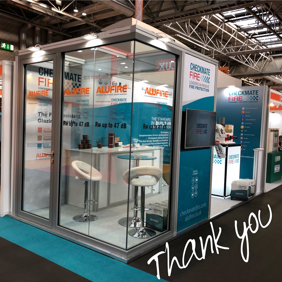 CheckmateFire's tweet photo. A big thank you to everyone who dropped in to see us at UK Construction Week #ukcw2018. We enjoyed meeting so many of you. #passivefireprotection #checkmatefire #alufire #fireprotection https://t.co/r9K7JSGPHY