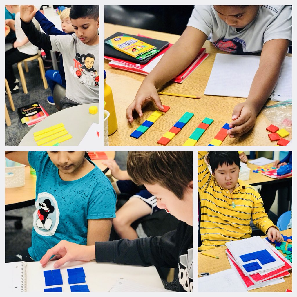 GWImhof's tweet photo. We are learning how to visualize mulitplying a whole number by a fraction today. #GWgreats https://t.co/OZQECiQmLQ