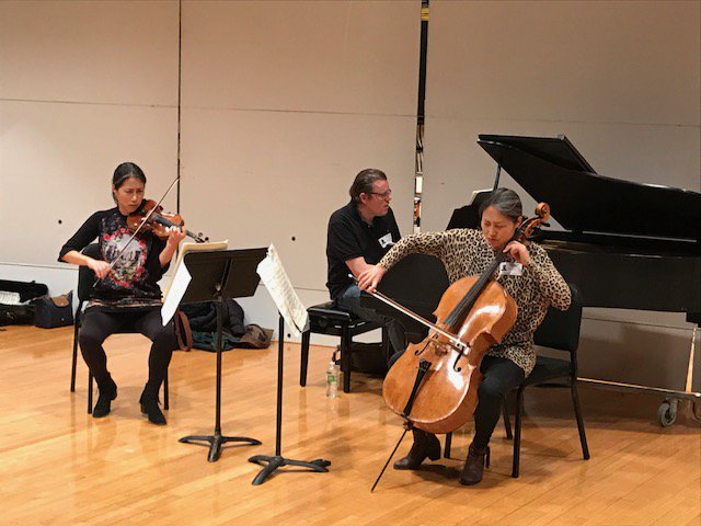 GBPAC's tweet photo. @trioconbriocph1 giving at a talk for the Waterloo West High School string players. Performance this evening at 7pm! https://t.co/M9TWVulmig